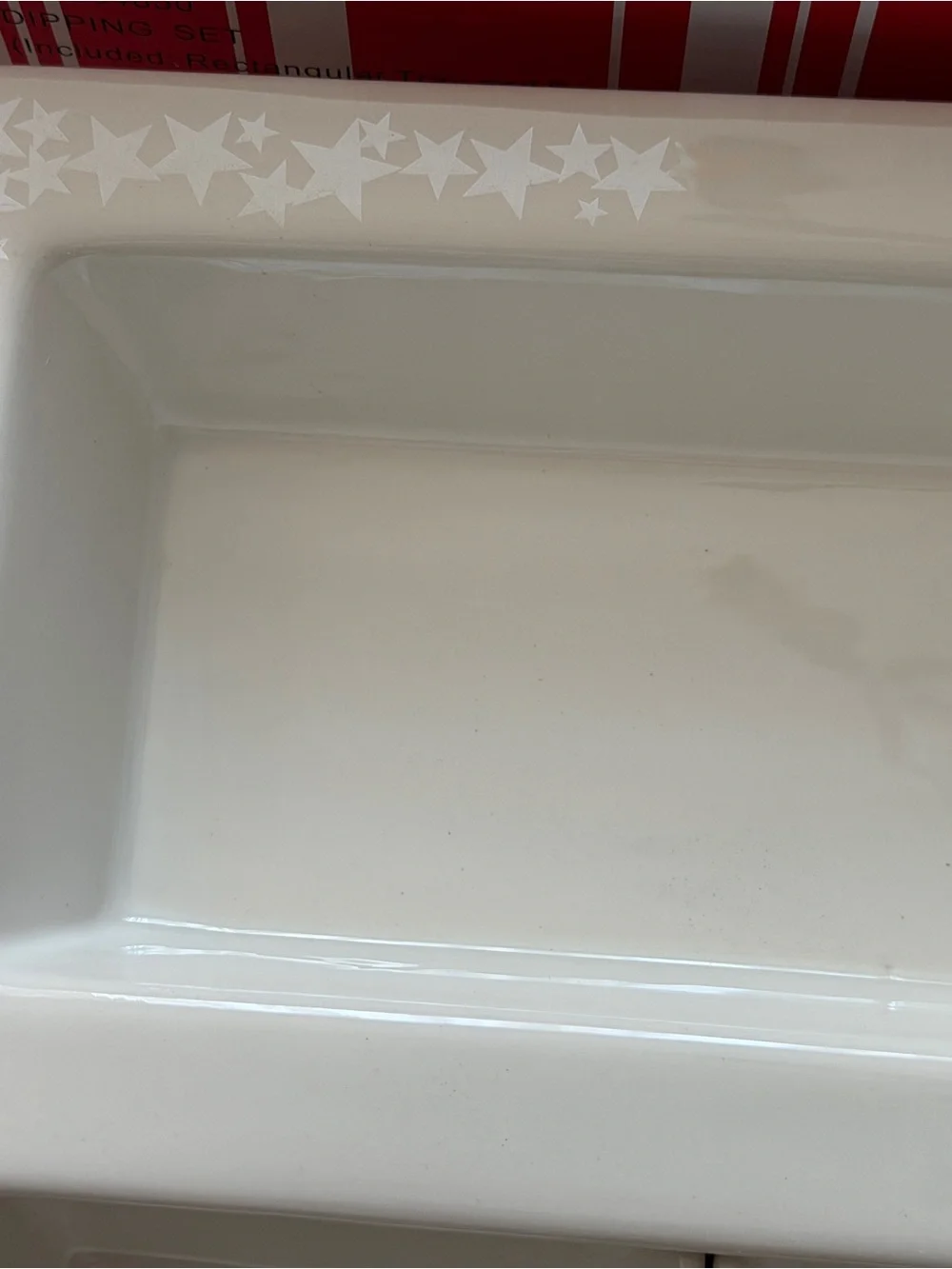 Macy's White Ceramic Rectangular Star-Edge Serving Platter